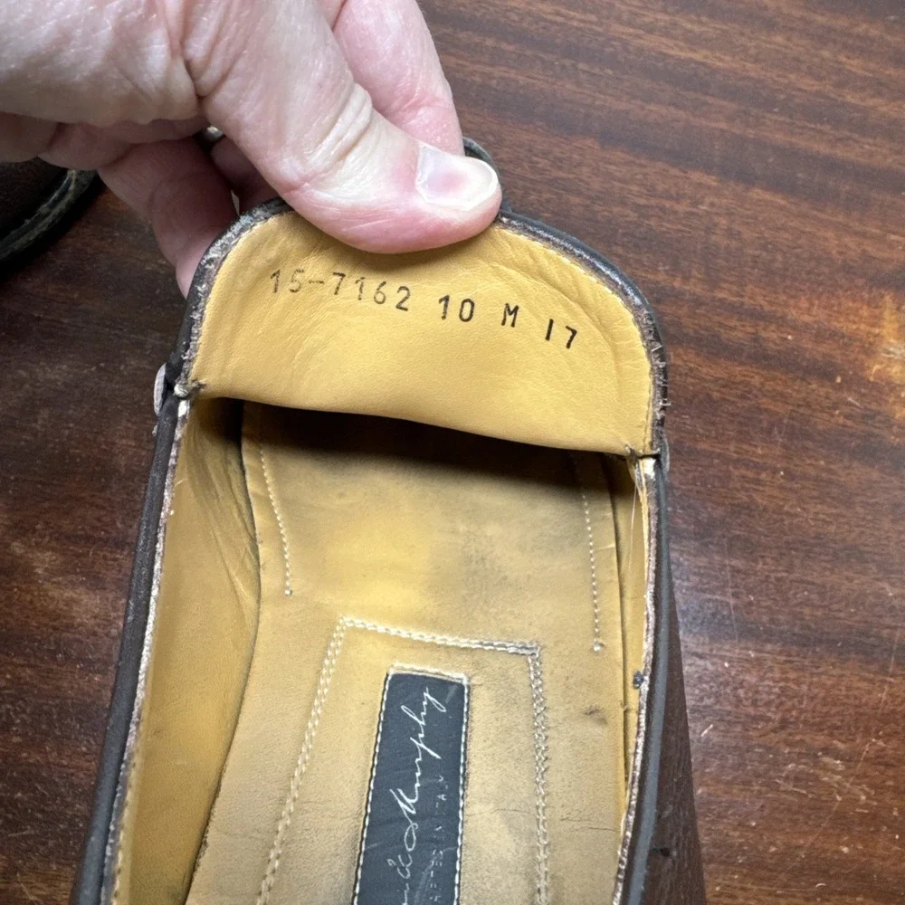 Johnston & Murphy Brown Pebbled Leather Horsebit Loafers Hand Crafted Italy 10M